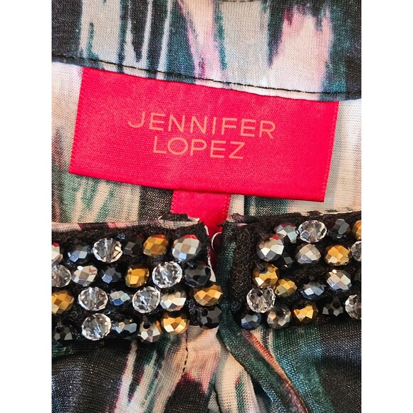 Jennifer Lopez Beaded Jewel Cold Shoulder Blouse XS - Picture 7 of 9